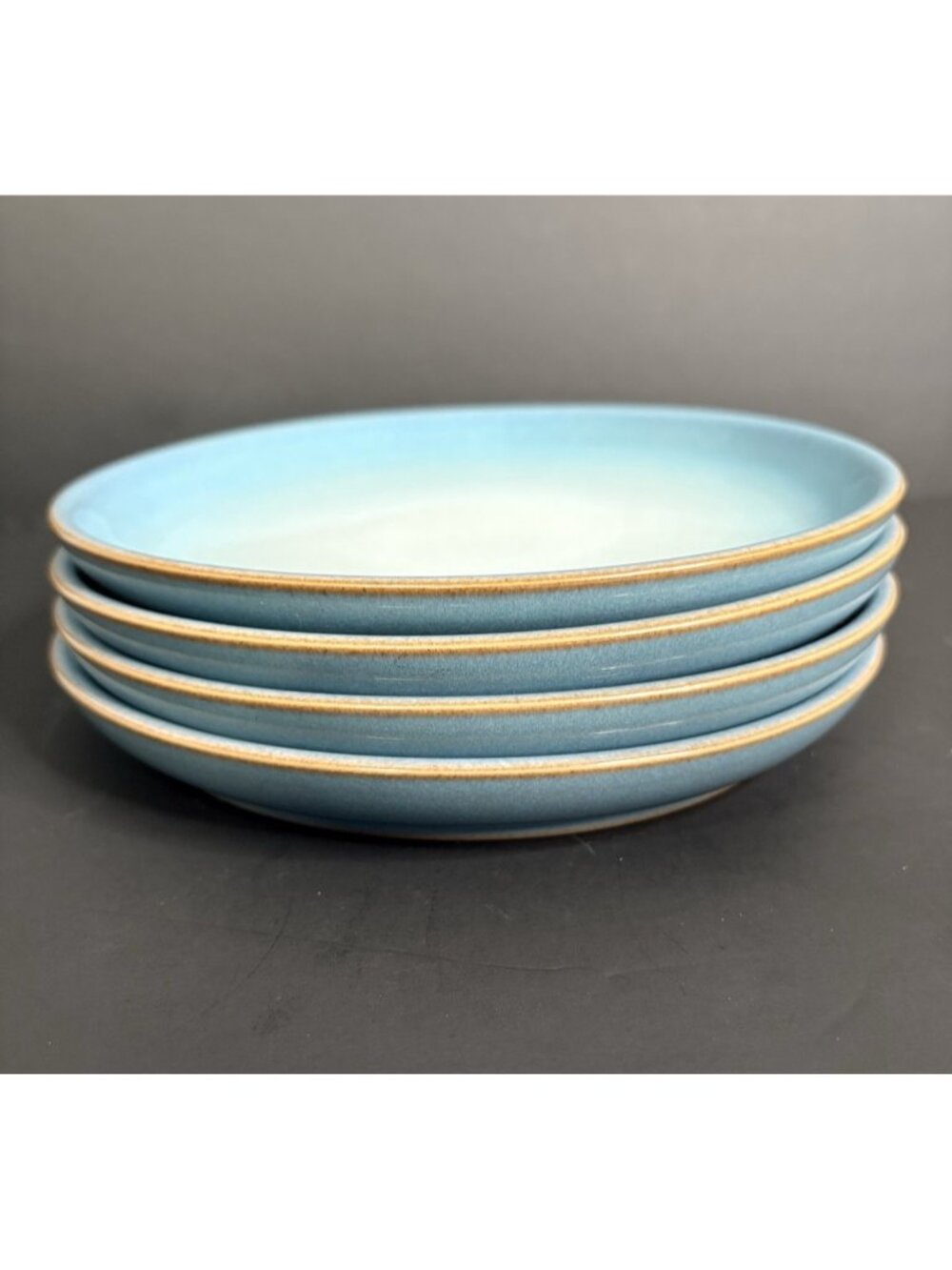 Set Of 4 Denby Azure Haze Stoneware Speckled White Blue Salad Plates 8.25"